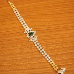 EMERALD LOOK CZ STUDDED CHAIN BRACELET