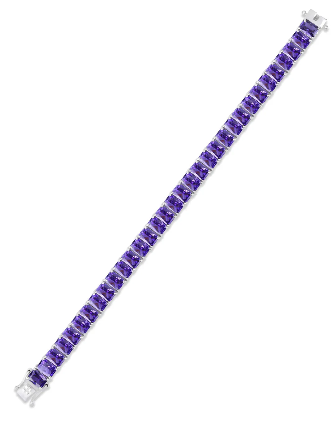 Emerald Shaped Amethyst Zirconia Tennis Bracelet