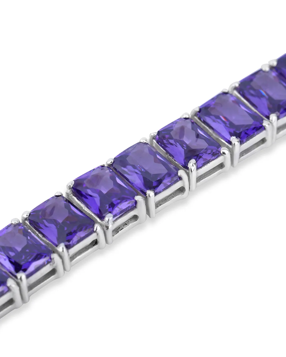 Emerald Shaped Amethyst Zirconia Tennis Bracelet