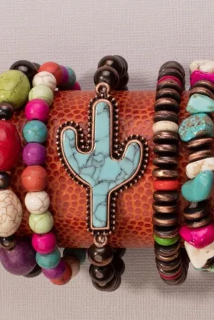 Emma Stackable Turquoise Cactus Bracelet In Bright Colors