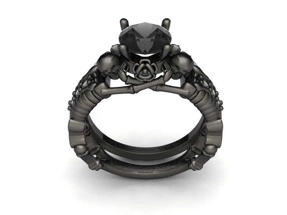 Eternal Adoration- 1.5 Carat Black Diamond Gothic Ring Set