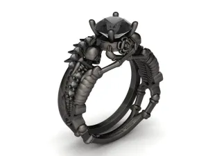 Eternal Adoration- 1.5 Carat Black Diamond Gothic Ring Set