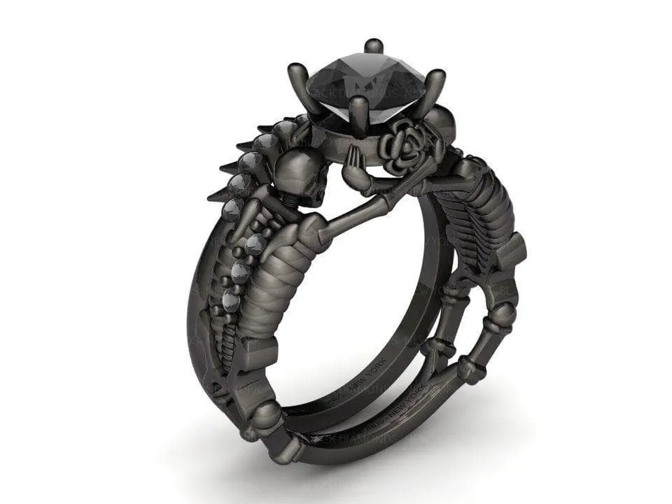 Eternal Adoration- 1.5 Carat Black Diamond Gothic Ring Set