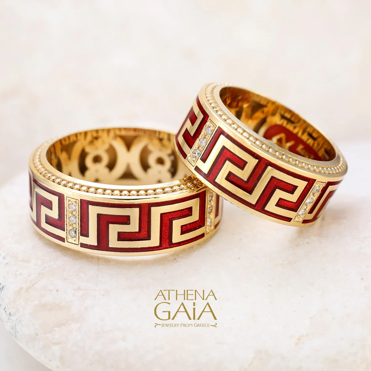 Eternal Greek Key Enamel Band Ring