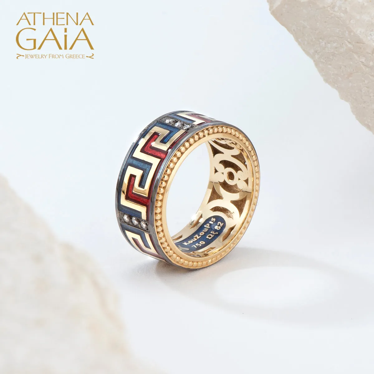 Eternal Greek Key Enamel Band Ring