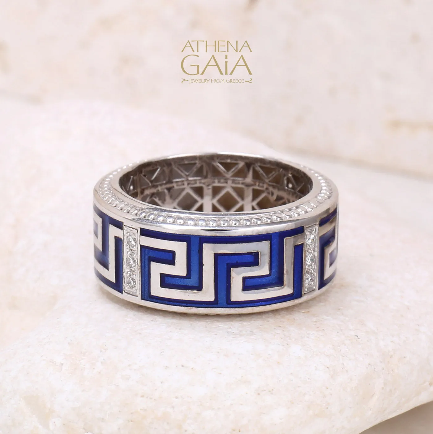 Eternal Greek Key Enamel Band Ring