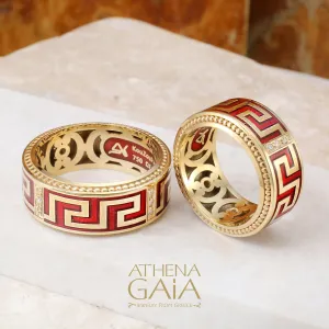 Eternal Greek Key Enamel Band Ring