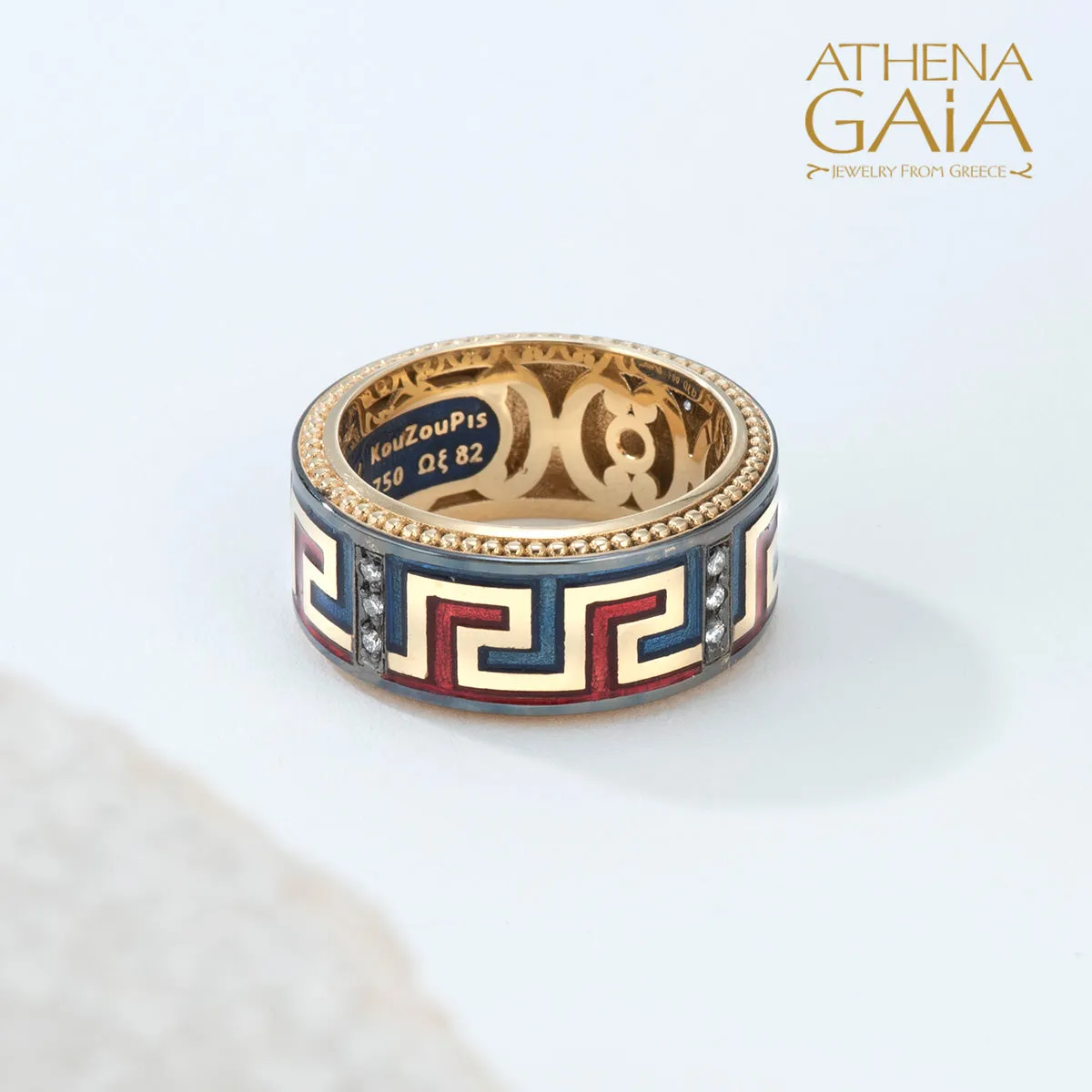 Eternal Greek Key Enamel Band Ring