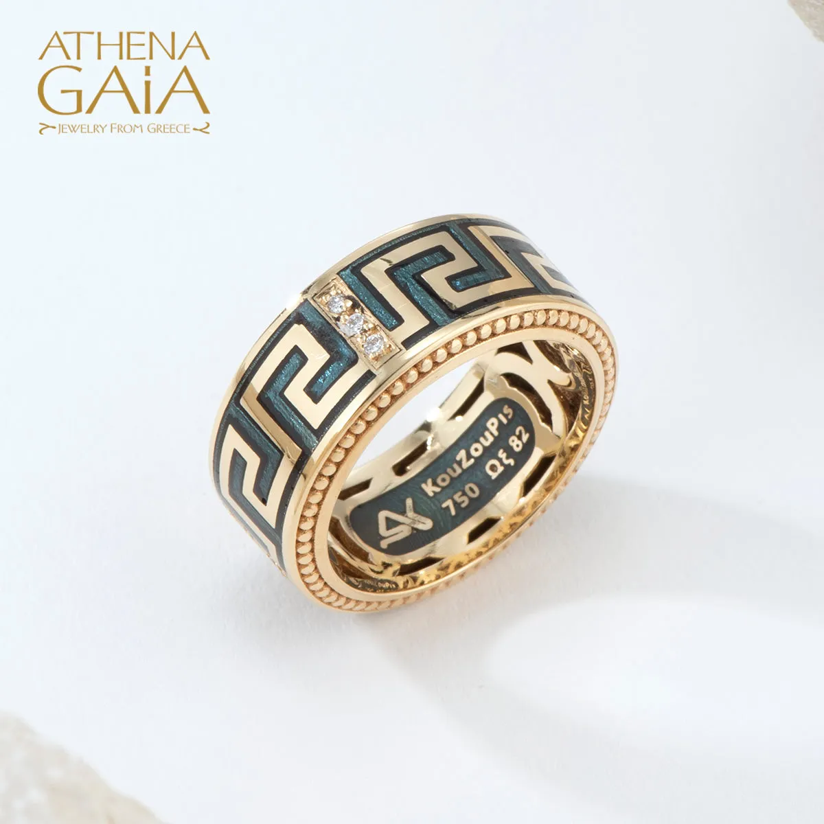 Eternal Greek Key Enamel Band Ring