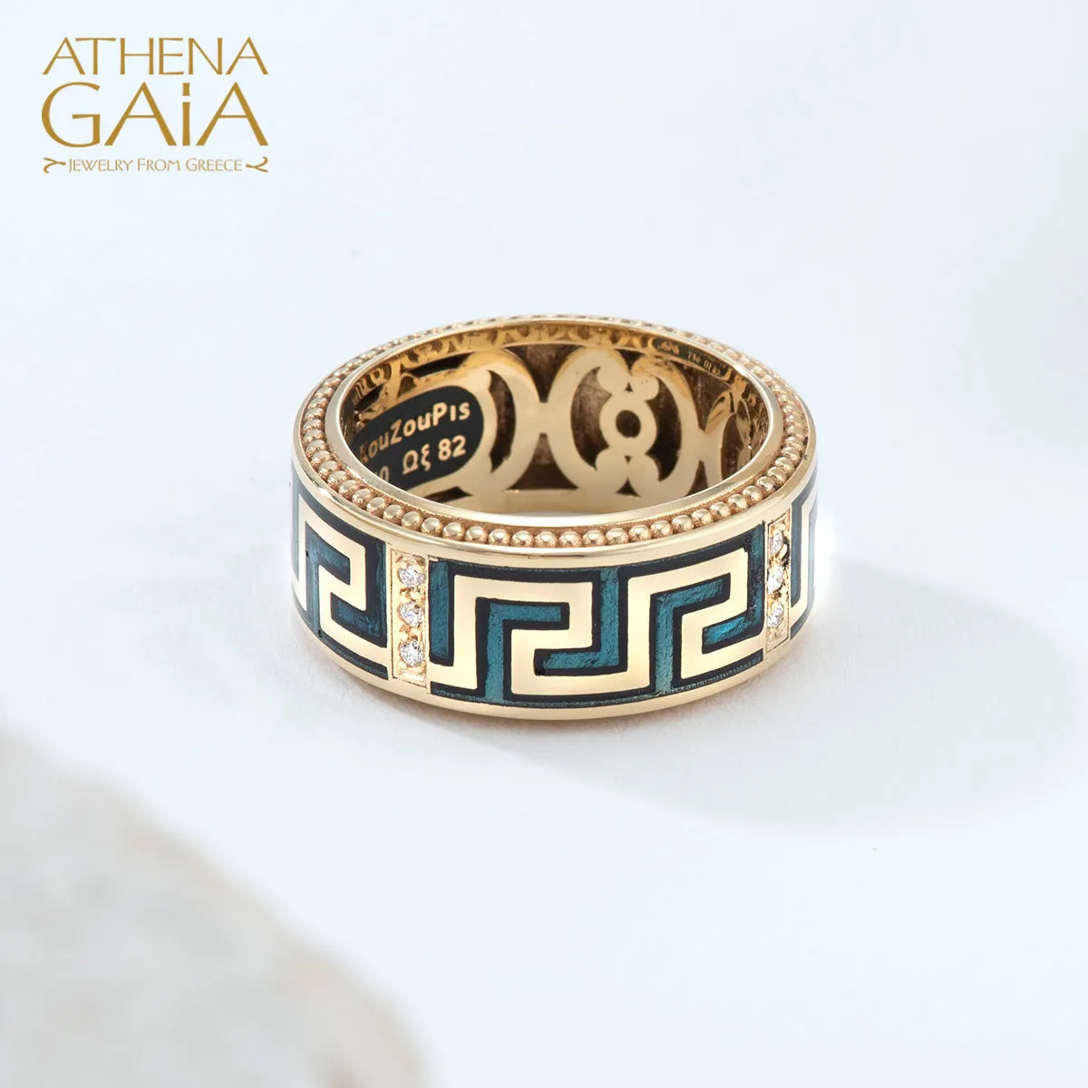 Eternal Greek Key Enamel Band Ring