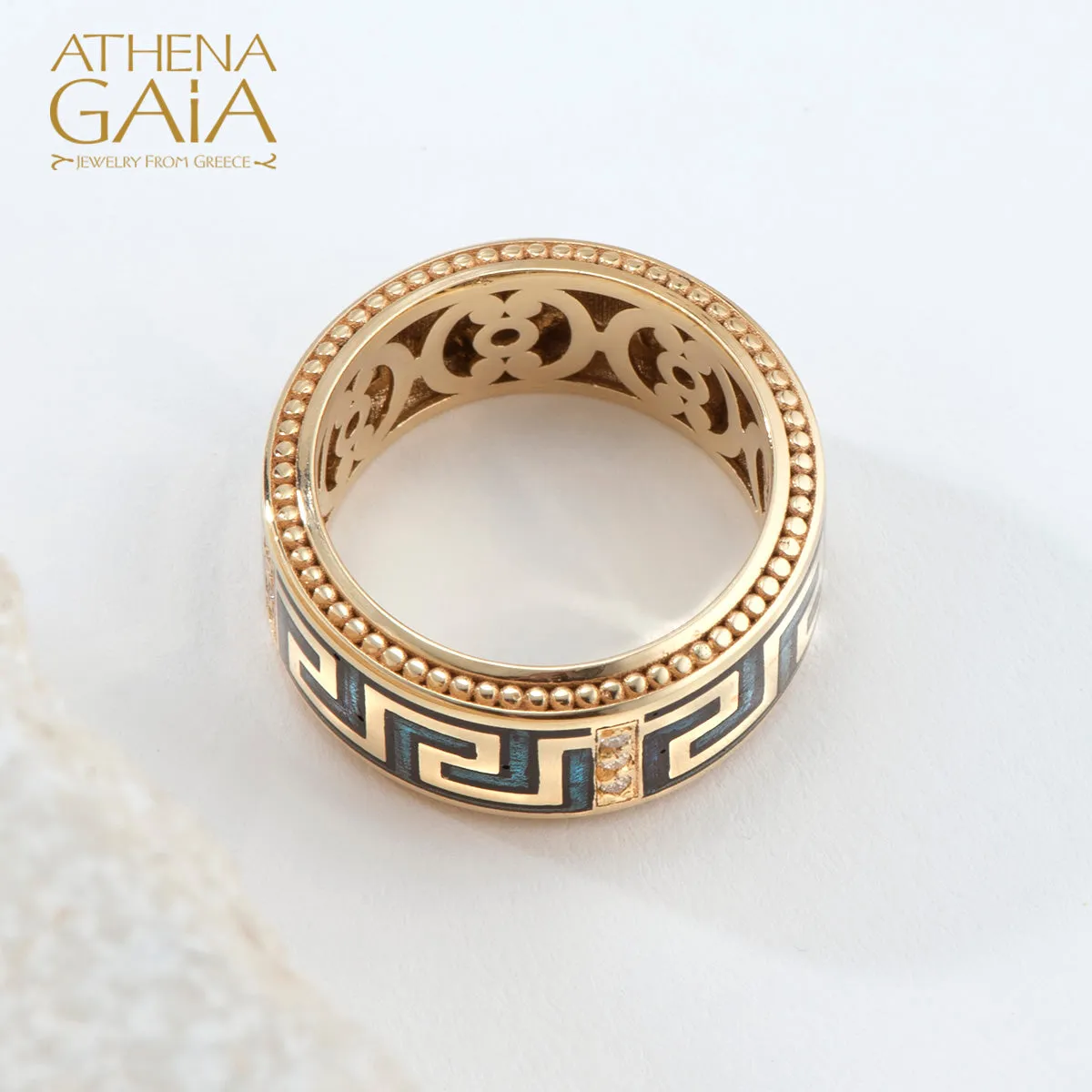Eternal Greek Key Enamel Band Ring