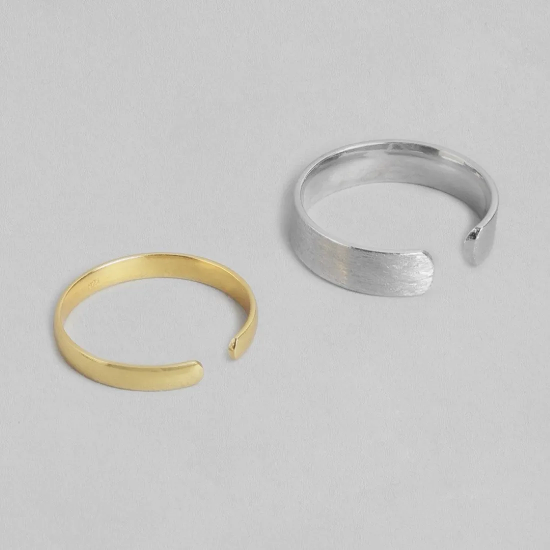 Eternal Unity Rhodium & Gold-Plated 925 Sterling Silver Couple Rings (Adjustable)