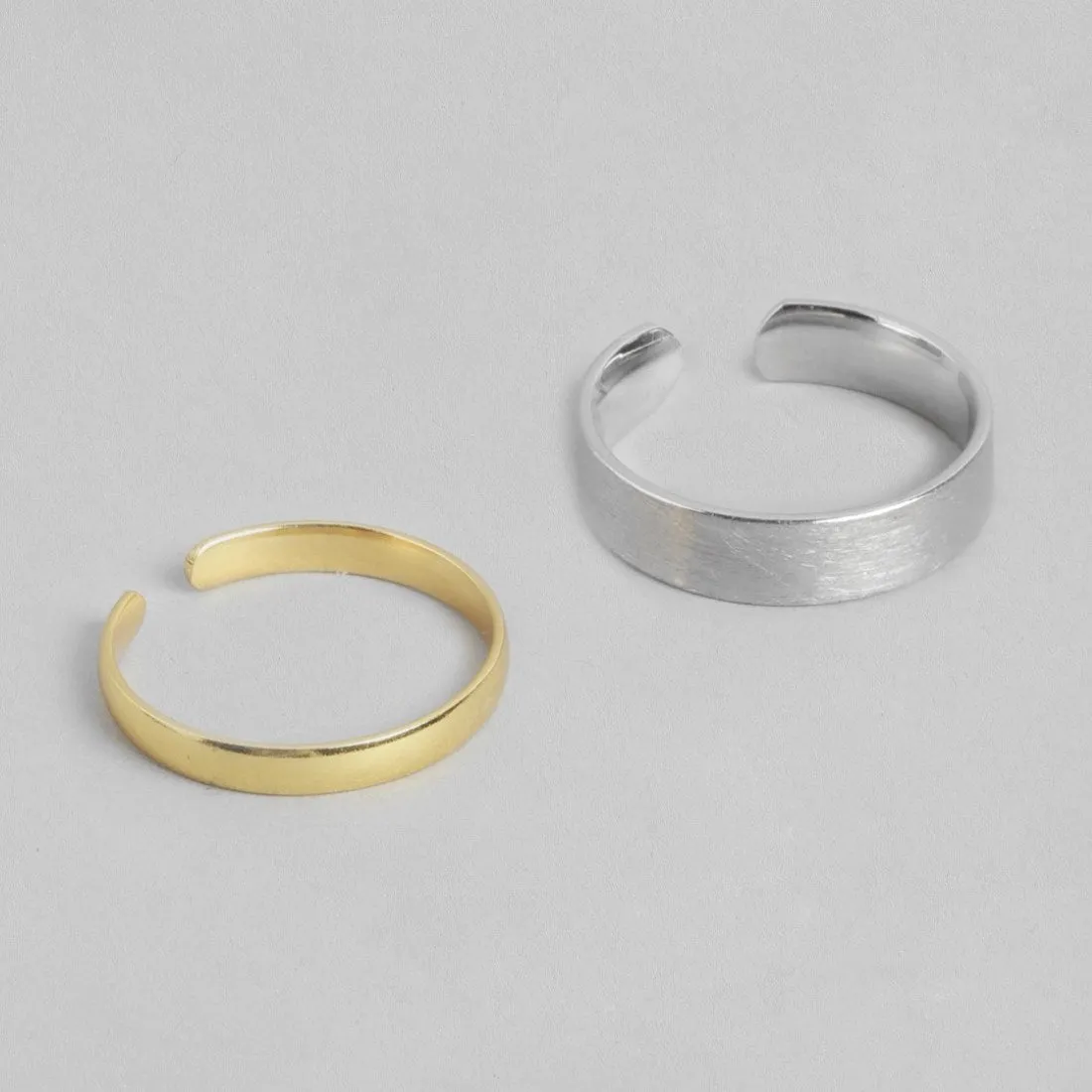 Eternal Unity Rhodium & Gold-Plated 925 Sterling Silver Couple Rings (Adjustable)