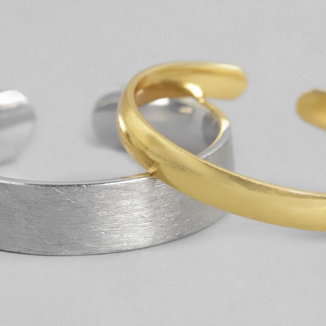 Eternal Unity Rhodium & Gold-Plated 925 Sterling Silver Couple Rings (Adjustable)