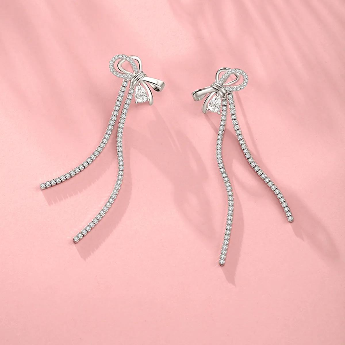 FANCIME "Satin Bow" Dangling Sterling Silver Earrings