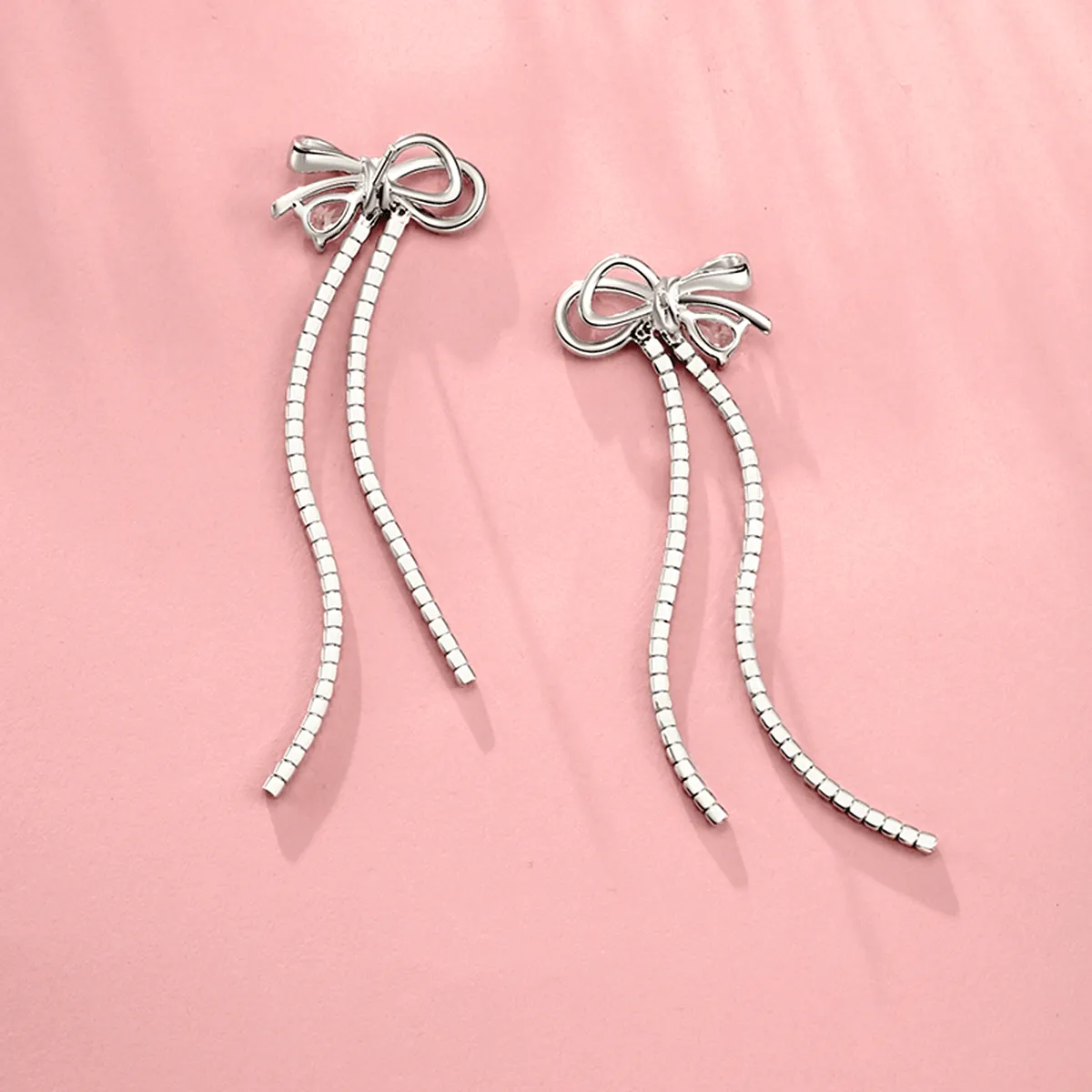 FANCIME "Satin Bow" Dangling Sterling Silver Earrings