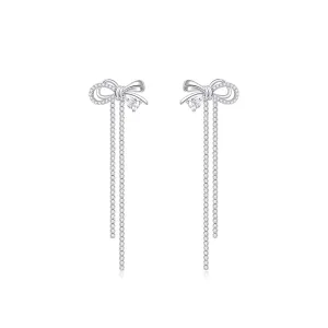 FANCIME "Satin Bow" Dangling Sterling Silver Earrings