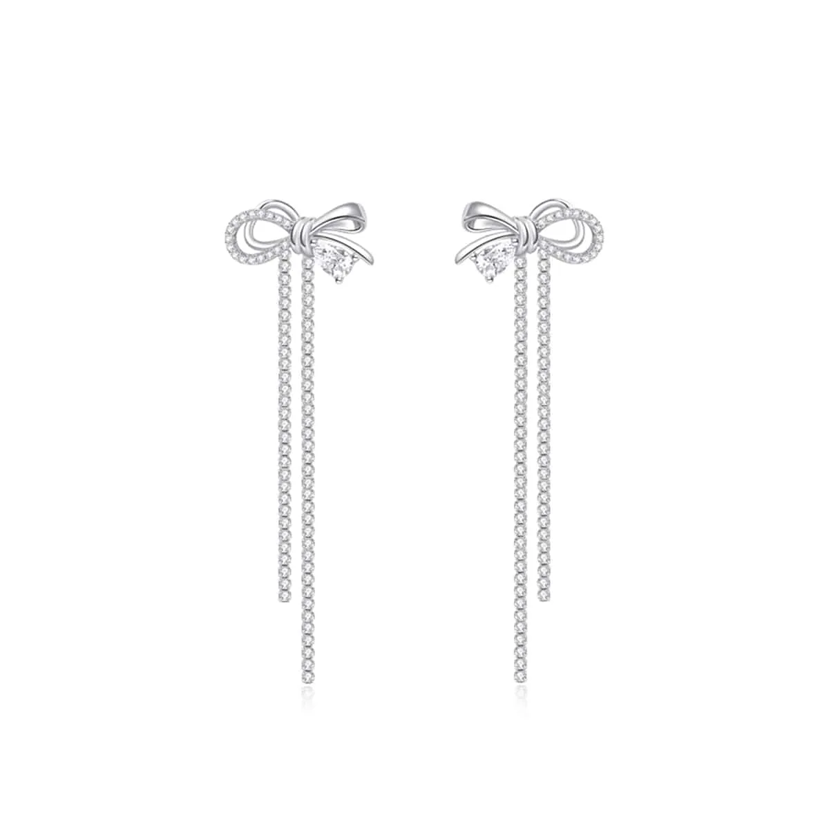 FANCIME "Satin Bow" Dangling Sterling Silver Earrings