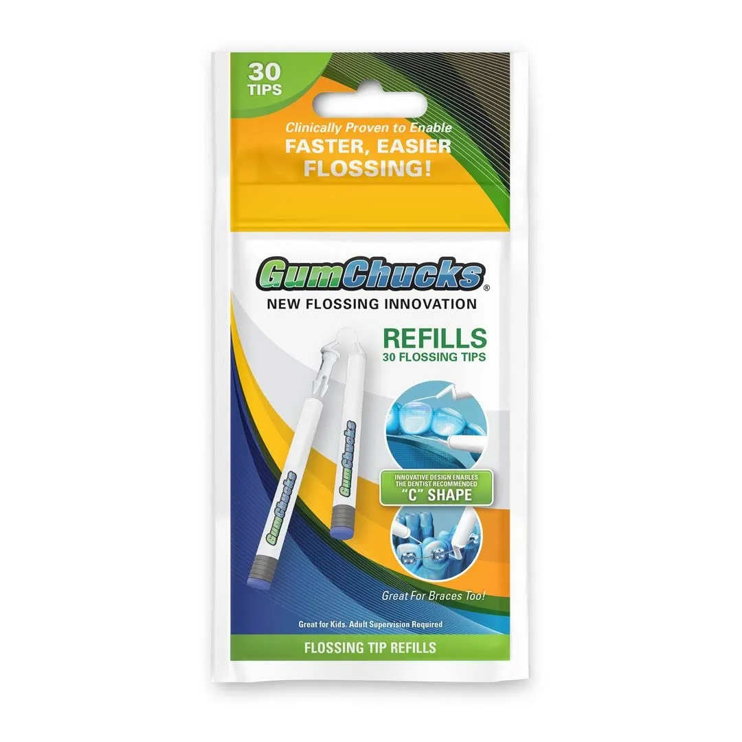 Faster, Easier Flossing! Universal 30 Pack of Flossing Tip Refills for Adults and Kids Handles | Dental Gum Floss Picks | Floss Threaders Tool | Flossers Designed for Braces