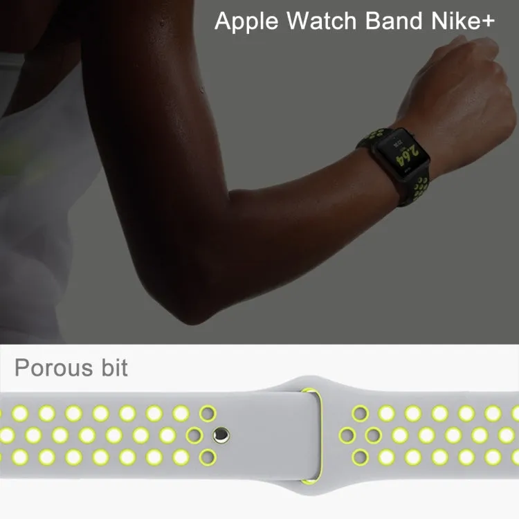 For Apple Watch Series 10 42mm / 9&8&7 41mm / SE 3&SE 2&6&SE&5&4 40mm / 3&2&1 38mm Fashionable Classical Silicone Sport Watch Band(Green Blue)