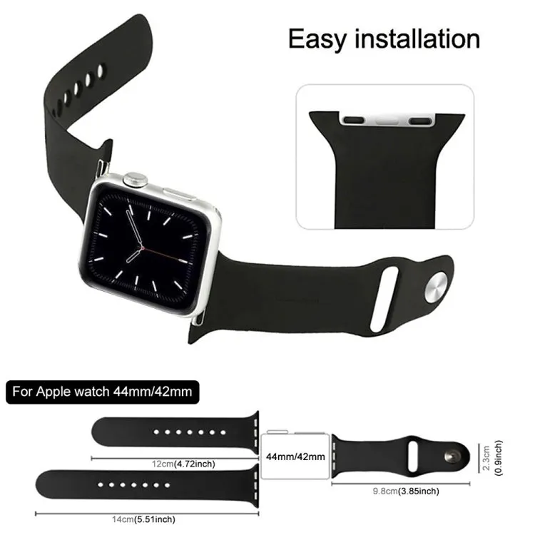 For Apple Watch Ultra 49mm & Watch Ultra 2 49mm / Series 9&8&7 45mm / SE 3&SE 2&6&SE&5&4 44mm / 3&2&1 42mm 3 in 1 Rubber Watch Band with Pin Buckle(Silver)