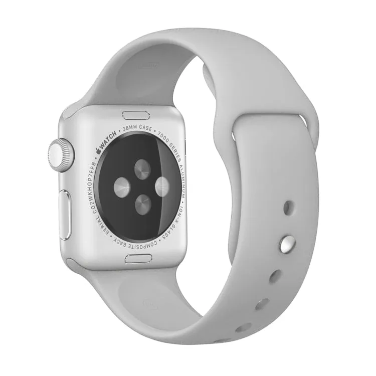 For Apple Watch Ultra 49mm & Watch Ultra 2 49mm / Series 9&8&7 45mm / SE 3&SE 2&6&SE&5&4 44mm / 3&2&1 42mm 3 in 1 Rubber Watch Band with Pin Buckle(Silver)