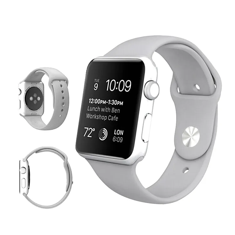 For Apple Watch Ultra 49mm & Watch Ultra 2 49mm / Series 9&8&7 45mm / SE 3&SE 2&6&SE&5&4 44mm / 3&2&1 42mm 3 in 1 Rubber Watch Band with Pin Buckle(Silver)