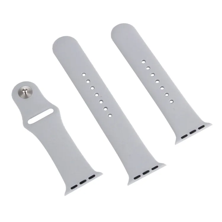 For Apple Watch Ultra 49mm & Watch Ultra 2 49mm / Series 9&8&7 45mm / SE 3&SE 2&6&SE&5&4 44mm / 3&2&1 42mm 3 in 1 Rubber Watch Band with Pin Buckle(Silver)