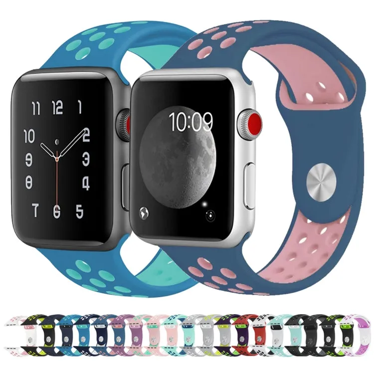 For Apple Watch Ultra 49mm&Watch Ultra 2 49mm / Series 10 46mm / 9&8&7 45mm / SE 3&SE 2&6&SE&5&4 44mm / 3&2&1 42mm Fashionable Classical Silicone Sport Watch Band(Black Yellow)