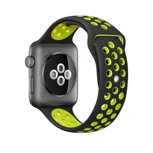 For Apple Watch Ultra 49mm&Watch Ultra 2 49mm / Series 10 46mm / 9&8&7 45mm / SE 3&SE 2&6&SE&5&4 44mm / 3&2&1 42mm Fashionable Classical Silicone Sport Watch Band(Black Yellow)