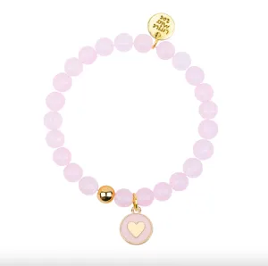 Gemstone Bracelet, Heart Charm