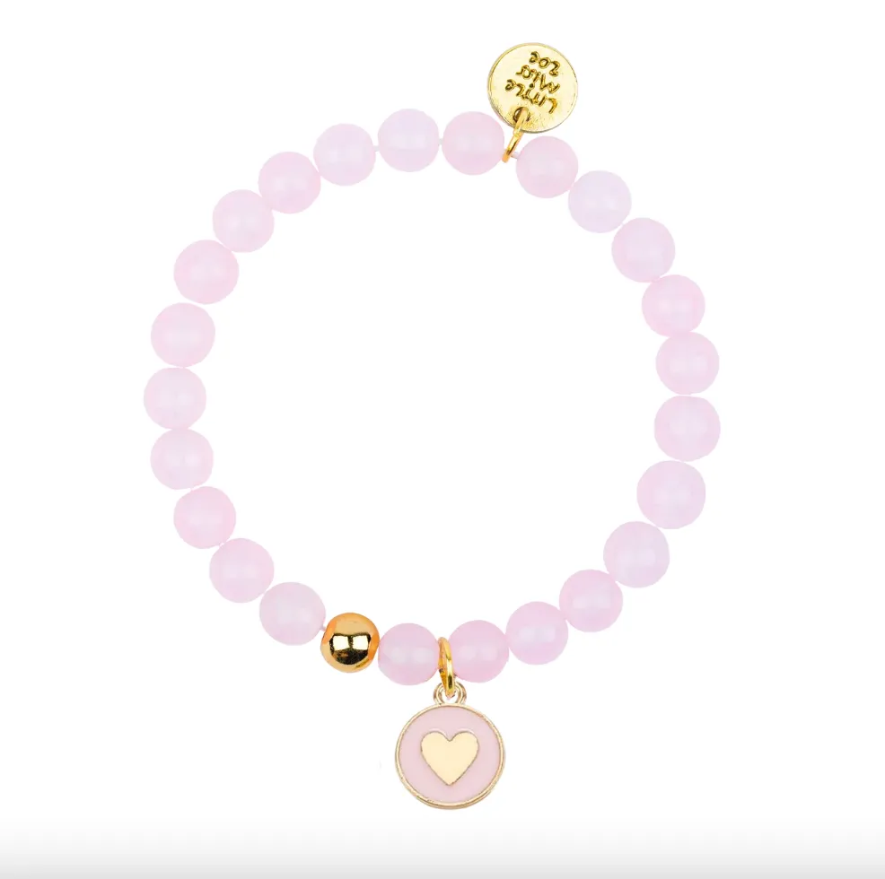 Gemstone Bracelet, Heart Charm