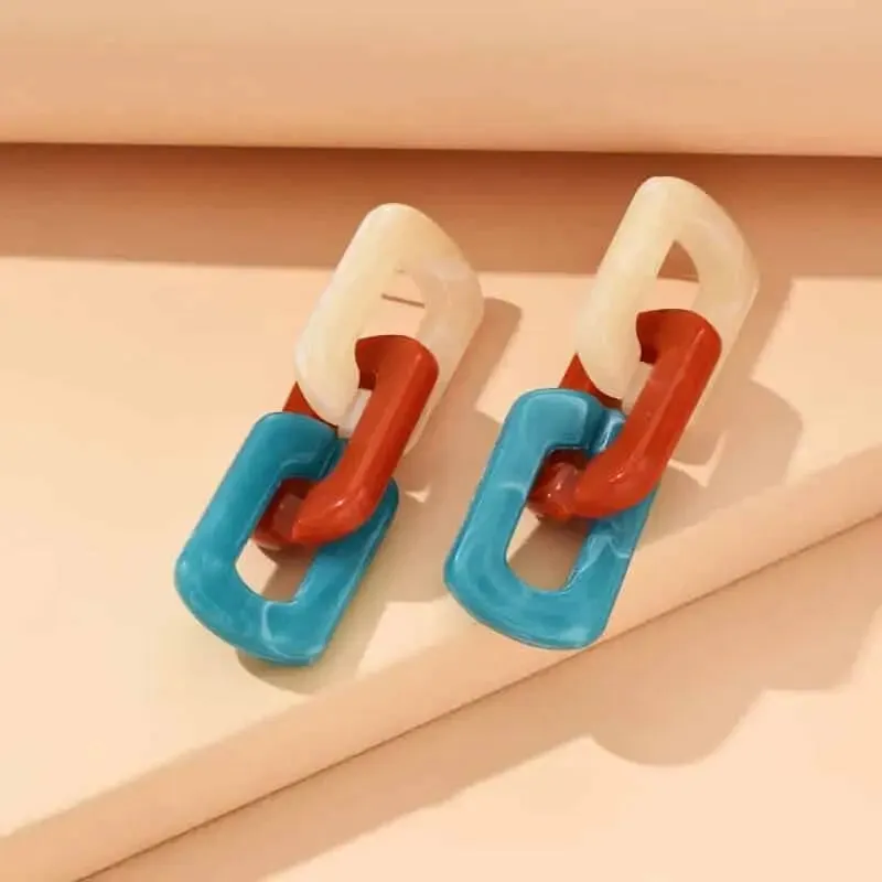 Geometric Acrylic Chain Dangle Earrings