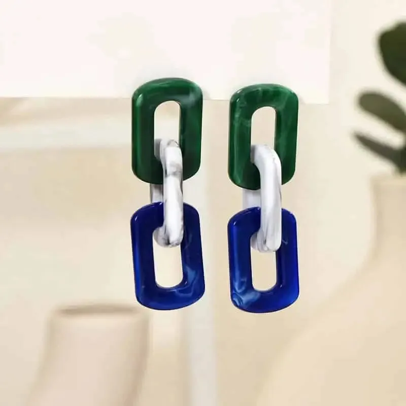 Geometric Acrylic Chain Dangle Earrings