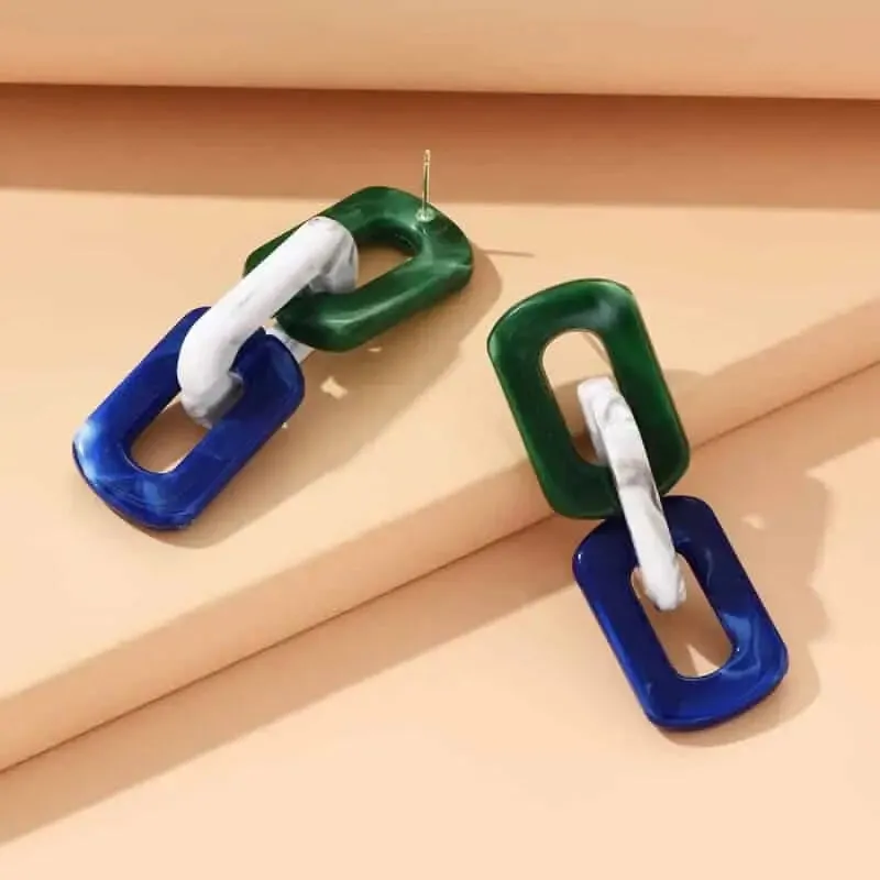 Geometric Acrylic Chain Dangle Earrings