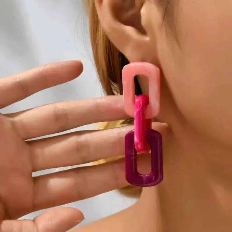 Geometric Acrylic Chain Dangle Earrings