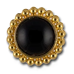 Gold Metal Button with Black Dome