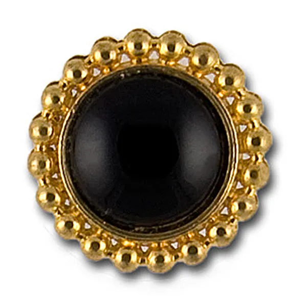 Gold Metal Button with Black Dome