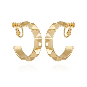 Goldtone Chunky Clip On Hoop Earrings
