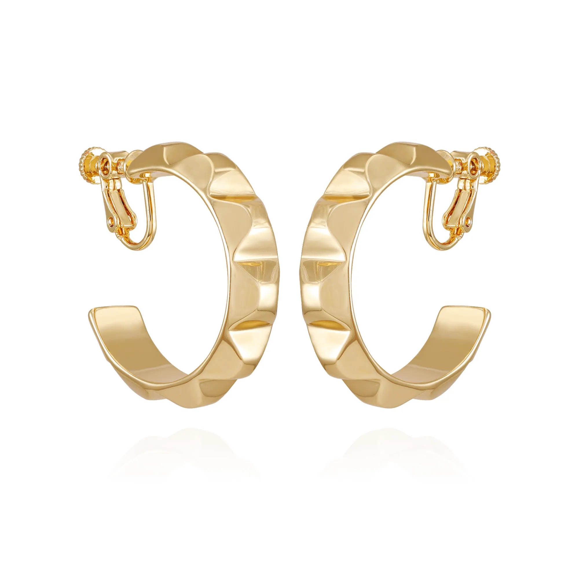Goldtone Chunky Clip On Hoop Earrings