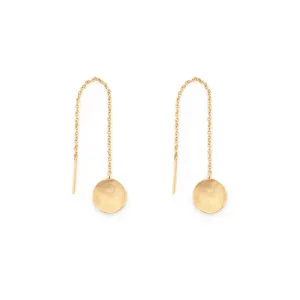 Hammered Disc Drop Threader Earrings