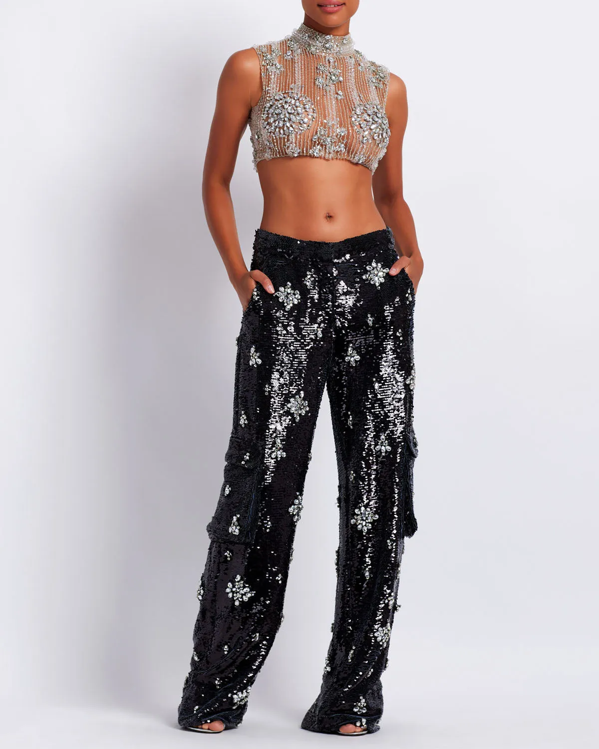 HAND-BEADED CROPPED TOP