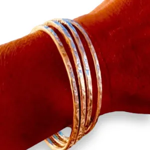Hand-Hammered Sterling Silver Bangle Bracelets