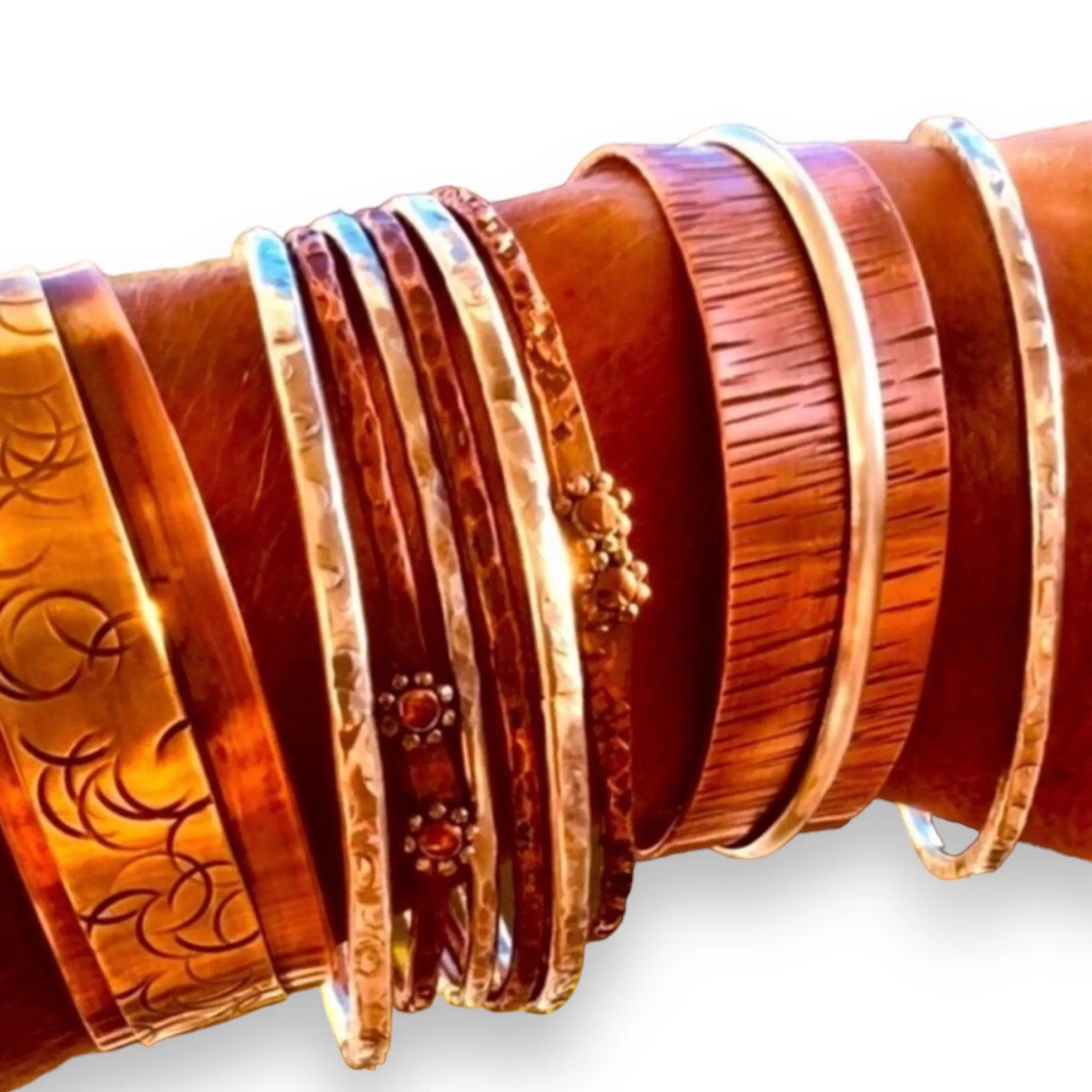 Hand-Hammered Sterling Silver Bangle Bracelets