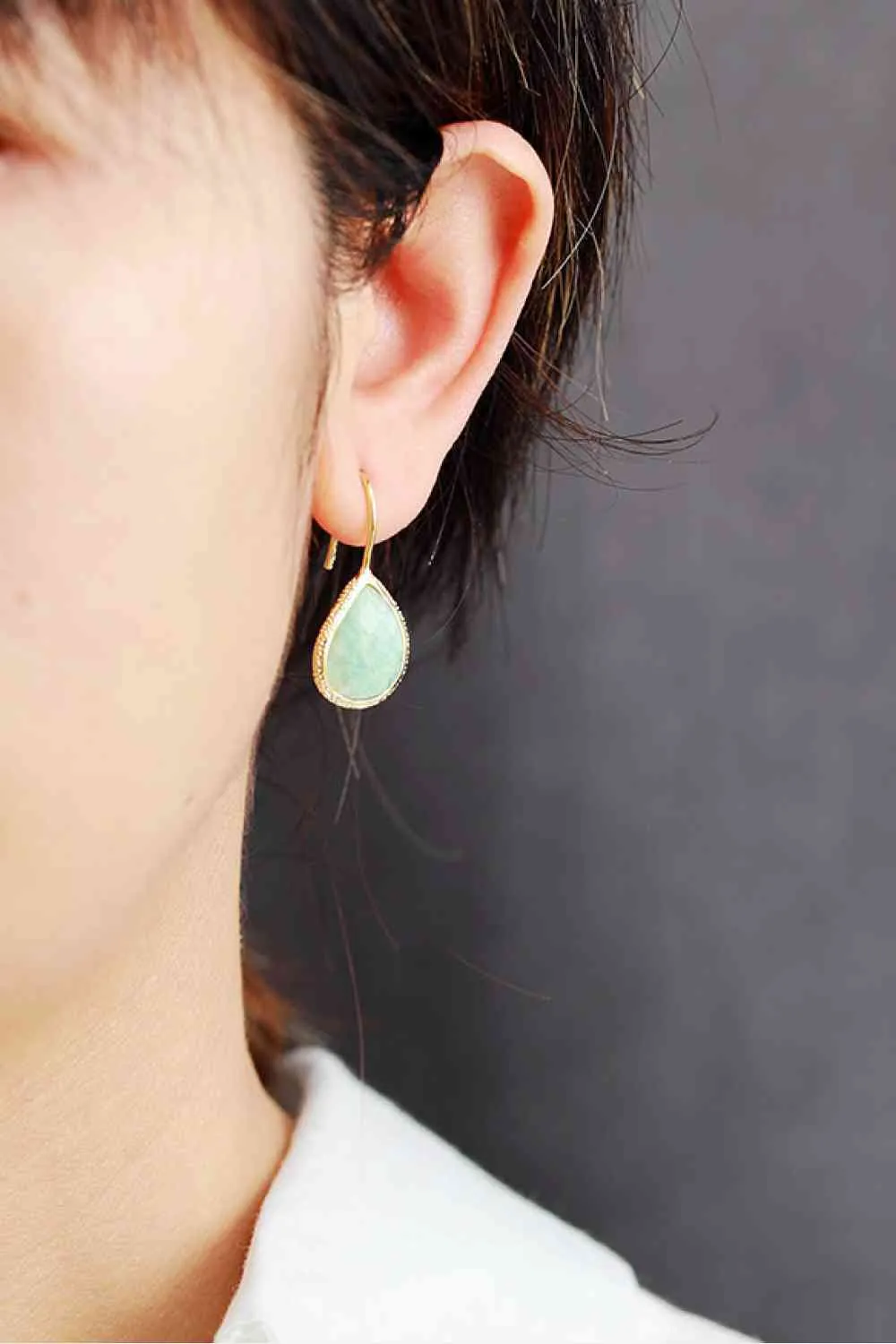 Handmade Natural Stone Teardrop Earrings