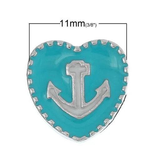 Heart with Anchor Floating Charm For Glass Living Memory Lockets