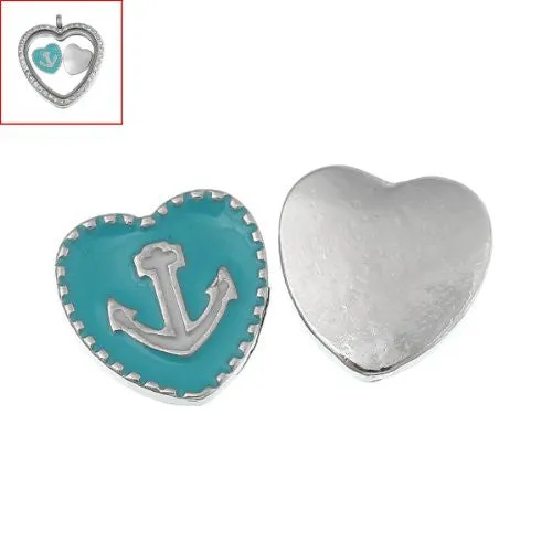 Heart with Anchor Floating Charm For Glass Living Memory Lockets