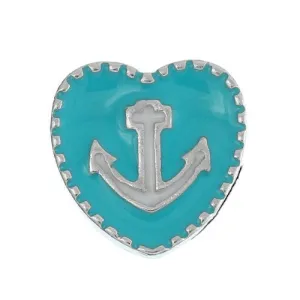 Heart with Anchor Floating Charm For Glass Living Memory Lockets