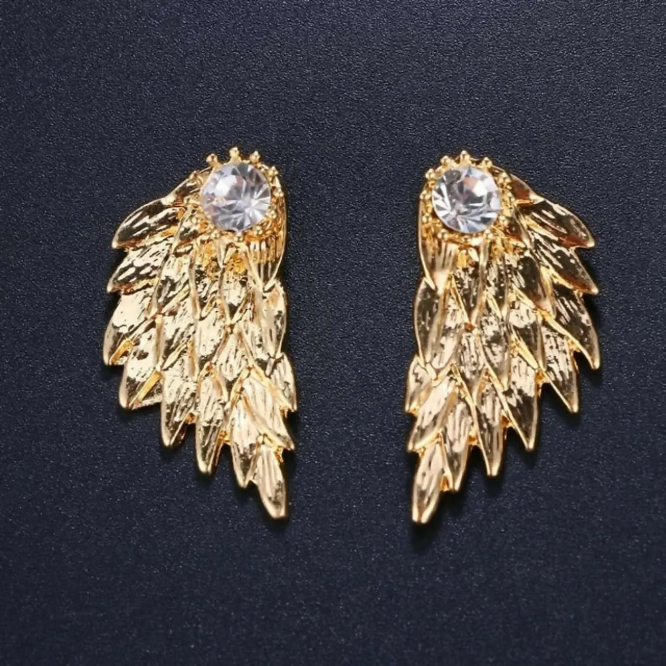 Heavenly Extravaganza: Gold Geometric and Angel Wing Earrings Combo Set of 2
