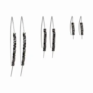 Hematite Silver Wishbone Threader Earrings